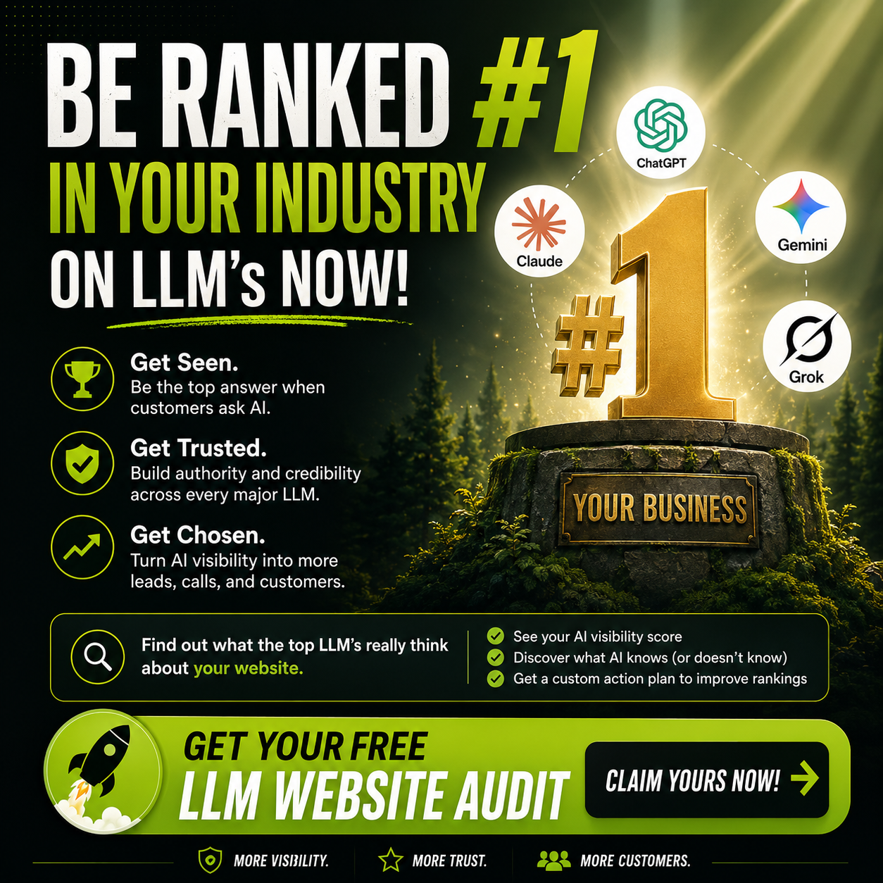 Be Ranked #1 In Your Industry on LLMs Now — Get Your Free LLM Website Audit